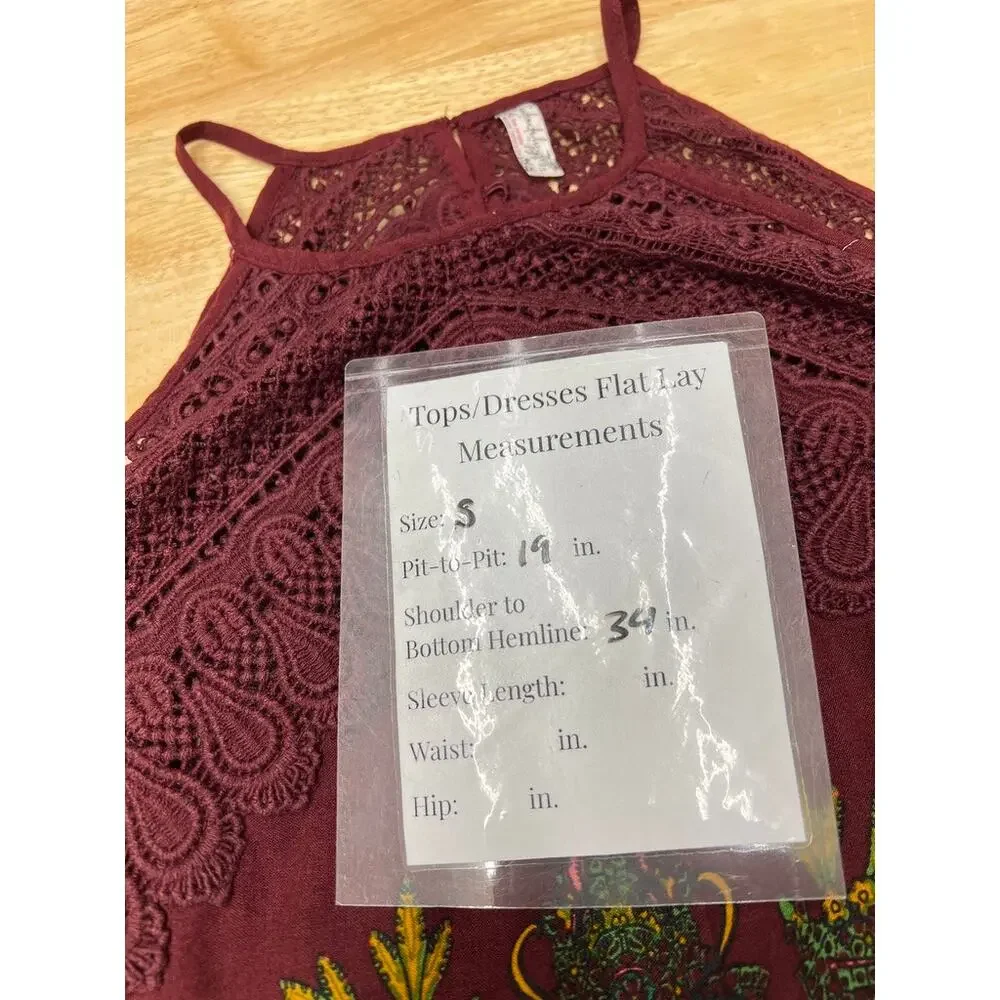 Free People Shea Printed Mini Dress Small Boho Bohemian A-Line